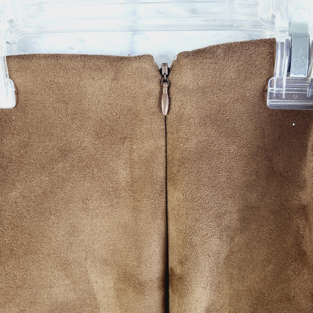 Chaps Pants Women's L Brown Suede Side Zip Stretch Tapered Leg Mid-Rise - Picture 6 of 7